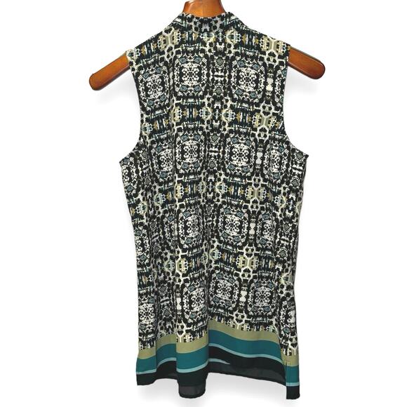 Van Heusen Sleeveless Split Neck Flowy Top Womens Size Medium Abstract Print - Picture 2 of 6